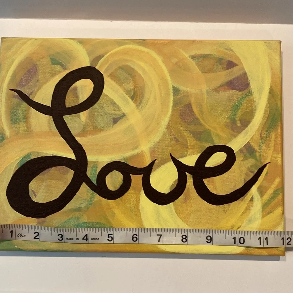 “Love” 12” x 9” Original Handmade Painting Wall Art Home Decor NWOT - Picture 10 of 11